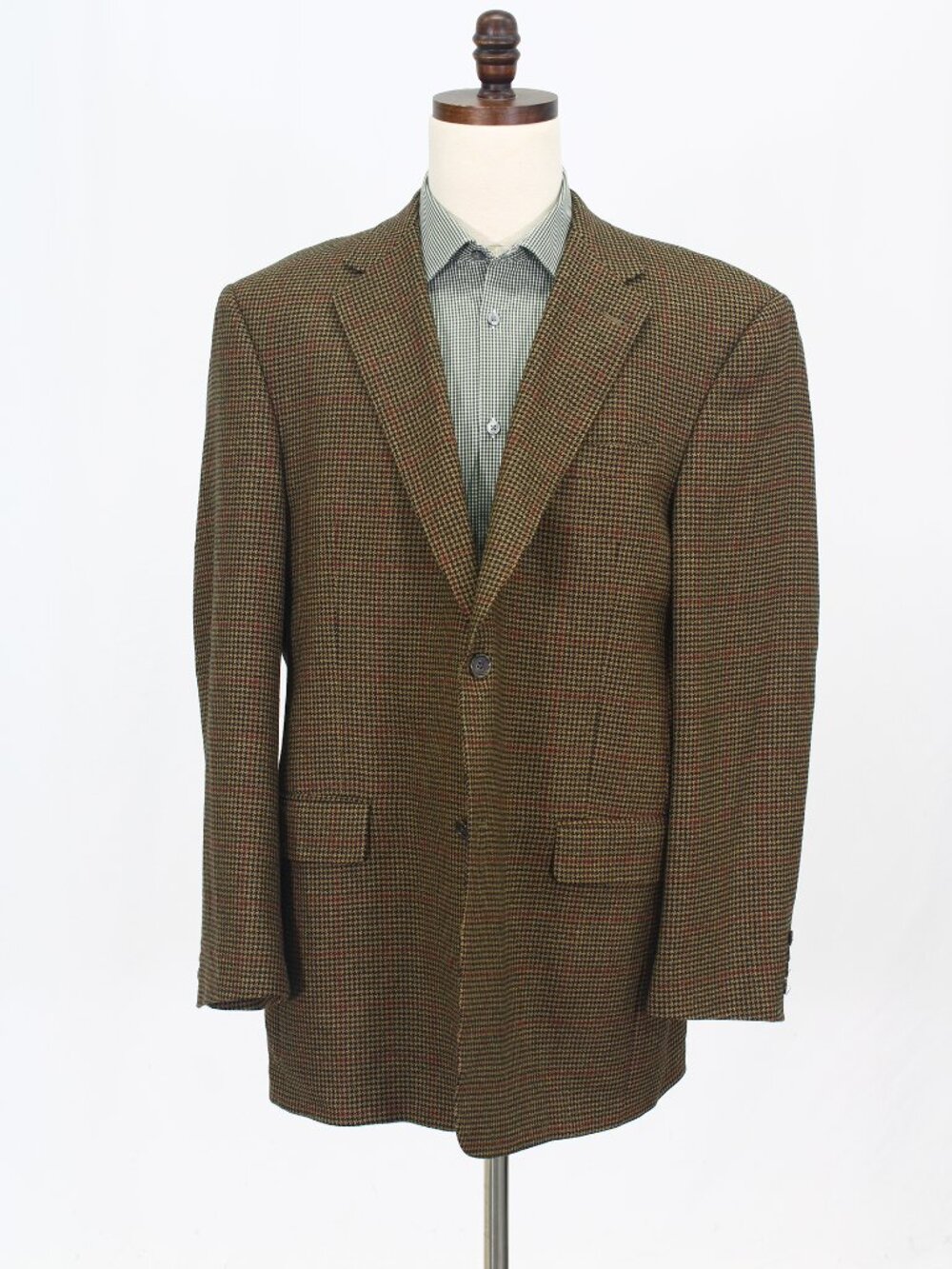 Hart Schaffner Marx 44L Brown Blazer Sport Coat Jacket 2-Button Check M571